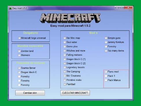 Interface gráfico para "Minecraft"
